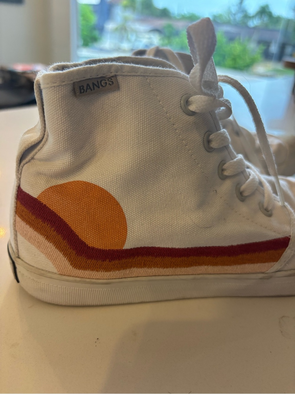 High-Top Canvas Sneakers with Sunset Stripe